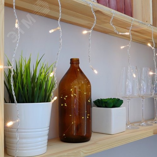 Гирлянда Айсикл Бахрома светодиодная, 1,8 х 0,5 м, прозрачный провод, 230 В, диоды тёплый белый 5