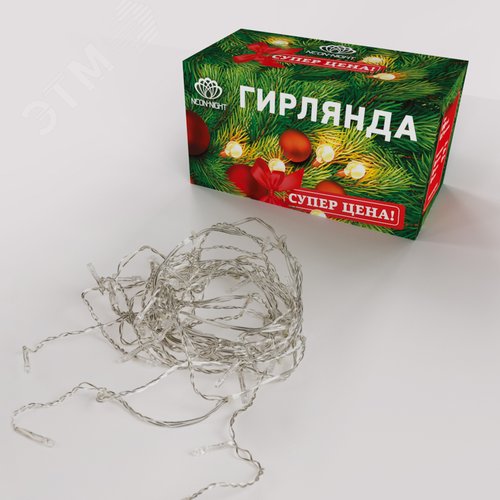 Гирлянда светодиодная Бахрома 3х0,8 м, 200 LED, тёплый белый, прозрачный ПВХ - фото 4