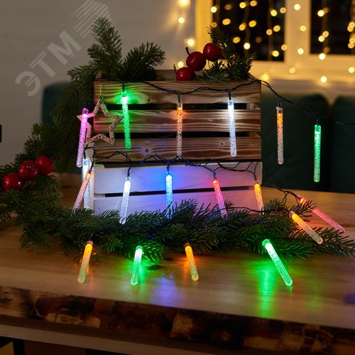 Гирлянда светодиодная Палочки с пузырьками 20 палочек, мультиколор, 2 м 2