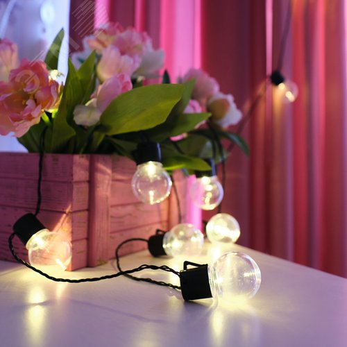 Гирлянда-лофт светодиодная 5 м, черный ПВХ, 20 LED, теплое белое свечение - фото 4