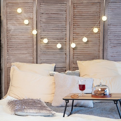 Фонарики тайские пломбир 1.5 м, 10 LED, прозрачный ПВХ, свечение теплый белый, 2 х АА батарейки не в комплекте - фото 6