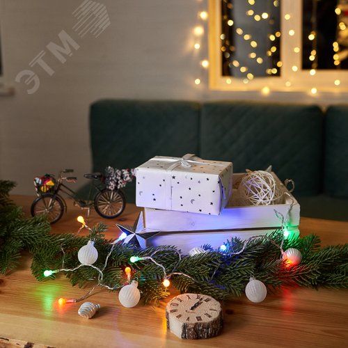 Гирлянда светодиодная Шарики 1,5 м, 10 LED, прозрачный ПВХ, свечение мультиколор, 2 х АА батарейки не в комплекте - фото 2