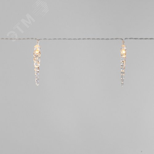 Гирлянда светодиодная Сосульки 1,5 м, 10 LED, прозрачный ПВХ, свечение теплый белый, 2 х АА батарейки не в комплекте - фото 2