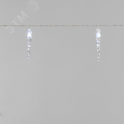 Гирлянда светодиодная Сосульки 1,5 м, 10 LED, прозрачный ПВХ, свечение белый, 2 х АА батарейки не в комплекте - фото 2