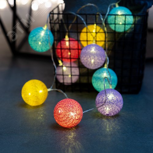 Фонарики тайские фейерверк 1,5 м, прозрачный ПВХ, 10 LED, теплый белый, питание 2 х АА батарейки не в комплекте - фото 2