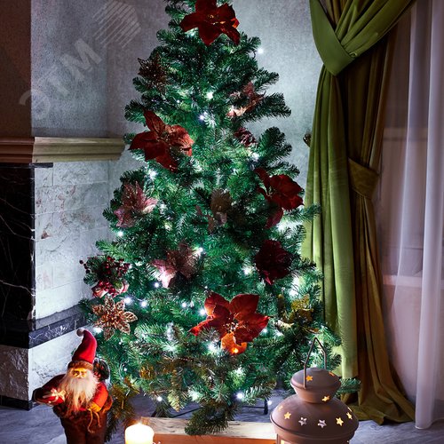 Гирлянда Твинкл-Лайт 20 м, темно-зеленый ПВХ, 160 LED, белый 2