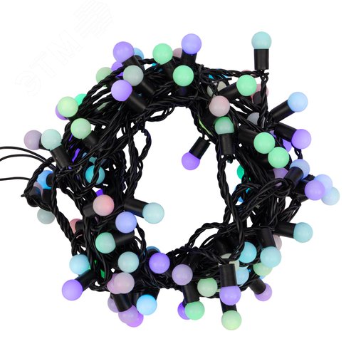 Гирлянда Мультишарики 17,5 мм, 10 м, черный ПВХ, 100 диодов, RGB - NEON-NIGHT