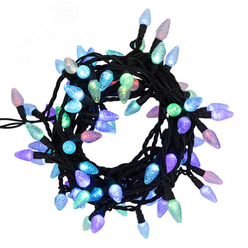 Гирлянда мультишишки 10 м, черный каучук, 80 диодов, RGB - NEON-NIGHT