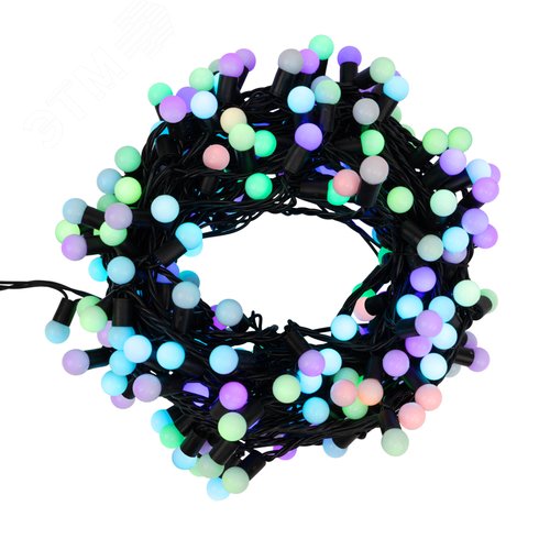 Гирлянда Мультишарики 17,5 мм, 20 м, черный ПВХ, 200 диодов, RGB - NEON-NIGHT
