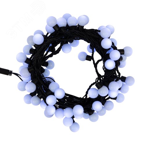 Гирлянда Мультишарики 23 мм, 10 м, черный ПВХ, 80 диодов, белый