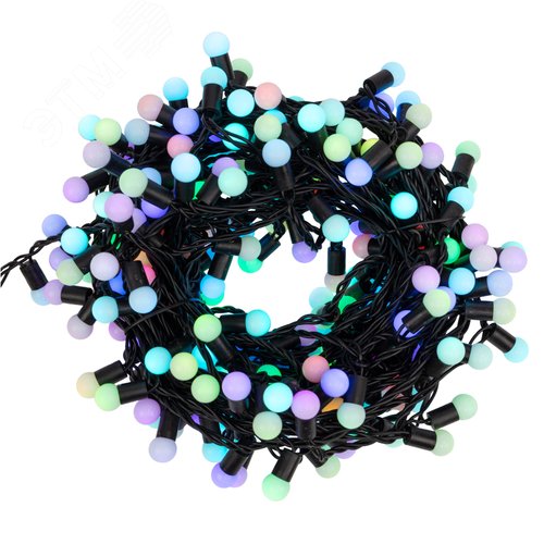 Гирлянда Мультишарики 17,5 мм, 20 м, черный ПВХ, 200 диодов, RGB, 24 В - NEON-NIGHT