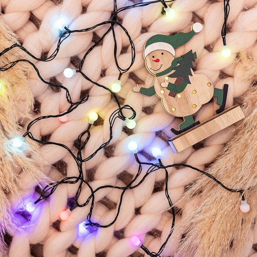 Гирлянда Шарики 15 мм, 5 м, темно-зеленый ПВХ, 30 диодов, RGB 3