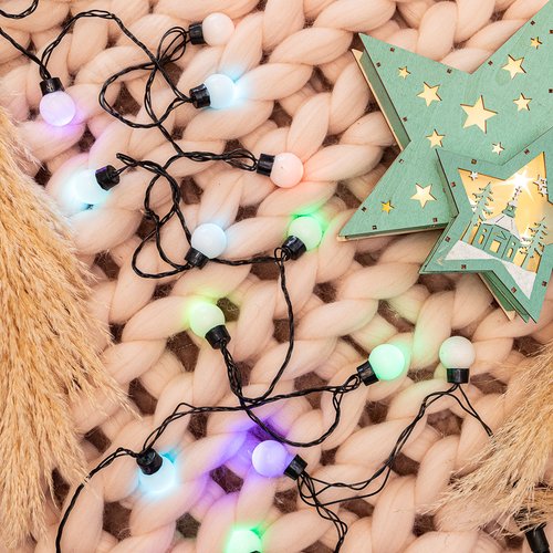 Гирлянда Шарики 25 мм, 5 м, темно-зеленый ПВХ, 25 диодов, RGB 2