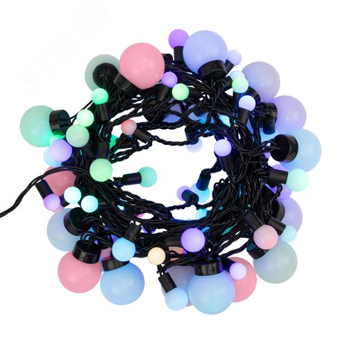 Гирлянда Мультишарики 17,5 мм, 23 мм, 17,5 мм, 45 мм 10 м черный ПВХ, 80 диодов, RGB
