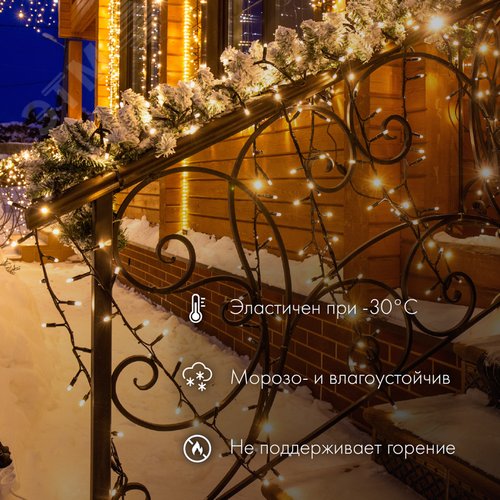 Гирлянда Нить 10 м, постоянное свечение, прозрачный ПВХ, 230 В, Красный - фото 3