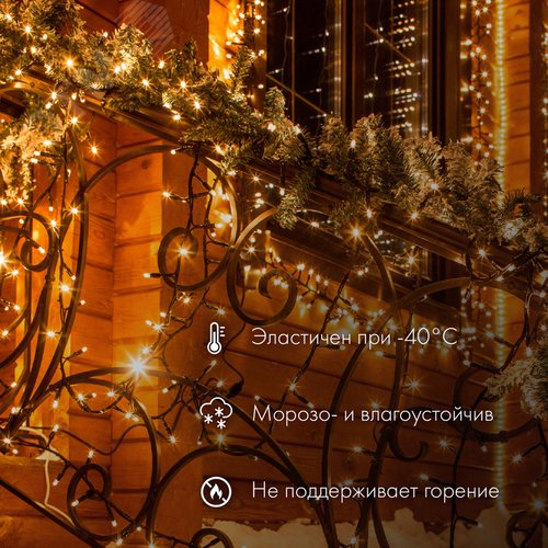 Гирлянда Нить Дюраплей 20 м, с эффектом мерцания, белый каучук, 230 В, синий 3