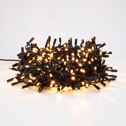 Гирлянда Кластер 10 м, 400 LED, черный каучук, IP67, соединяемая, свечение тёплый белый - NEON-NIGHT