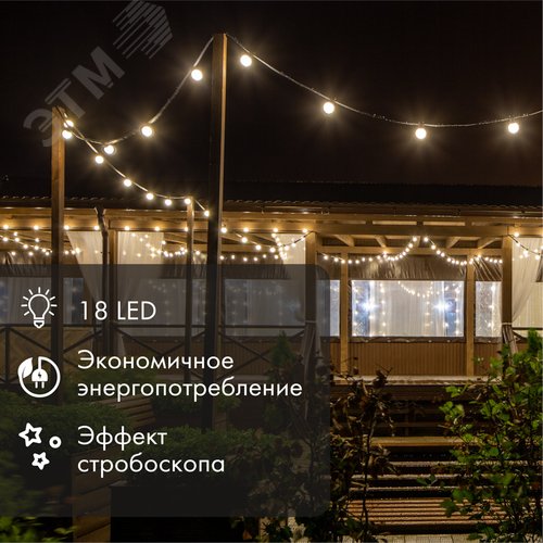 Лампа строб светодиодная d-50 E27 18 LED 2,5Вт белый 230В - фото 2