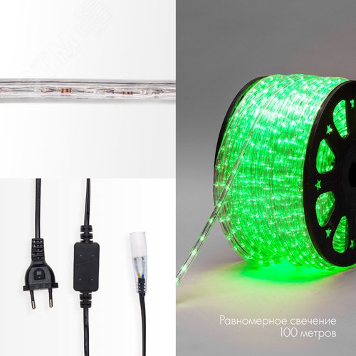Дюралайт LED, постоянное свечение 2W - зеленый, 30 LED/м, 100 м - фото 3