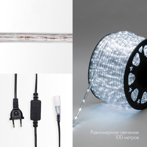 Дюралайт LED, постоянное свечение 2 W - белый, 24 LED/м 10 мм, 100 м - NEON-NIGHT