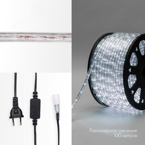 Дюралайт LED, постоянное свечение 2W - белый Эконом 24 LED/м, 100 м - NEON-NIGHT