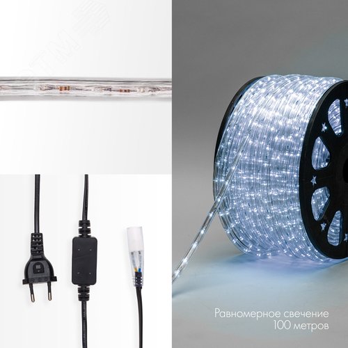 Дюралайт LED, постоянное свечение 2W - белый, 30 LED/м, 100 м - NEON-NIGHT