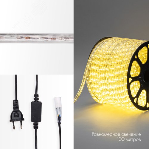 Дюралайт LED, постоянное свечение 2W  тёплый белы й, 36 LED/м, 100 м - фото 3