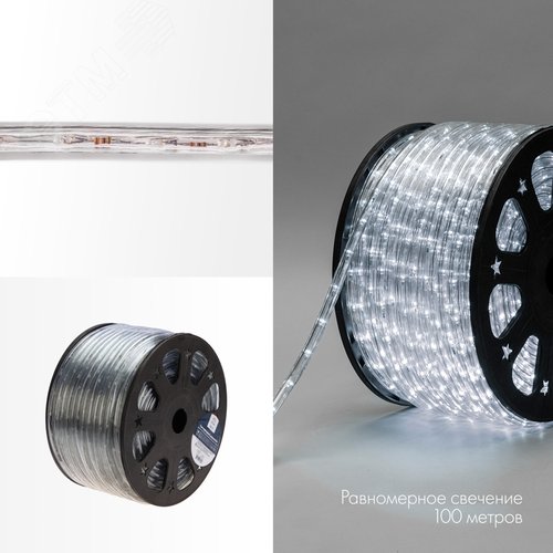 Дюралайт LED, эффект мерцания 2W - белый Эконом 24 LED/м , 100 м