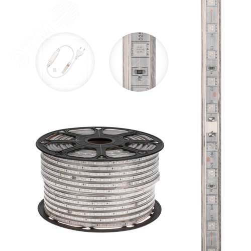 Лента LED герметичная в силиконовой оболочке 220В 13х8мм IP65 SMd5050 60 диодов/метр желтый (бухта 50м) - фото 3