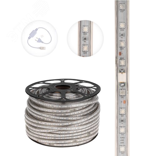 Лента уличная LED герметичная в силиконовой оболочке 220В 13х8мм IP65 SMd5050 60 диодов/метр cиний (бухта 100м) - фото 3