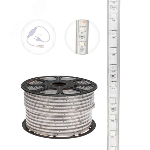 Лента уличная LED герметичная в силиконовой оболочке 220В 13х8мм IP65 SMd5050 60 диодов/метр RGB (бухта 50м) - фото 3