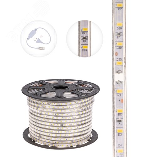 Лента LED уличная 220В, 6.5x13мм, IP67, SMD 5730, 60 LED/м, белый, 100м - фото 3