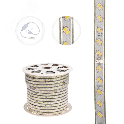 Лента LED уличная 220В, 6.5x17мм, IP67, SMD 5730, 120 LED/м, Теплый белый, 100м - фото 3