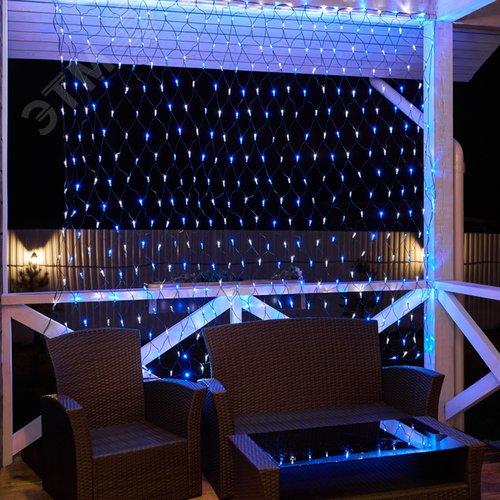 Гирлянда Сеть 2,5х2,5 м, черный ПВХ, 432 LED белые/синие - фото 3