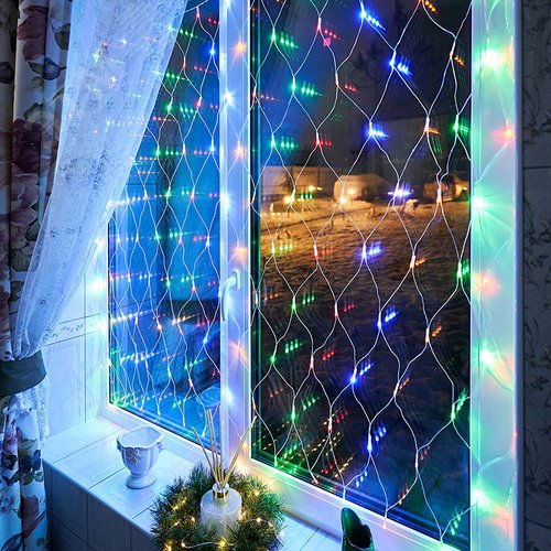 Гирлянда Сеть 1,5х1,5 м, прозрачный ПВХ, 150 LED мультиколор - фото 3