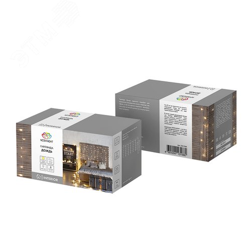 Гирлянда светодиодный Дождь 2x3 м, свечение с динамикой, прозрачный провод, 230 В, тёплый белый 7