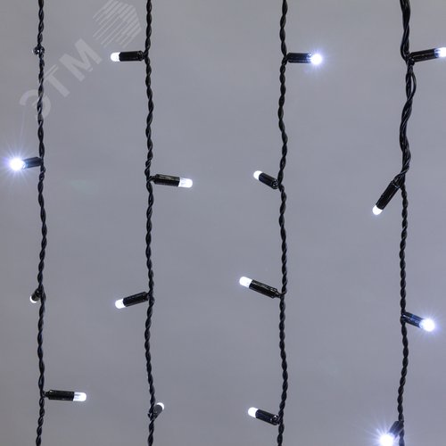 Гирлянда светодиодный Дождь 2х1,5 м, постоянное свечение, черный провод, 230 В, диоды белые 2