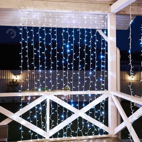 Гирлянда светодиодный Дождь 2х3 м, постоянное свечение, белый провод, 230 В, диоды белые 3