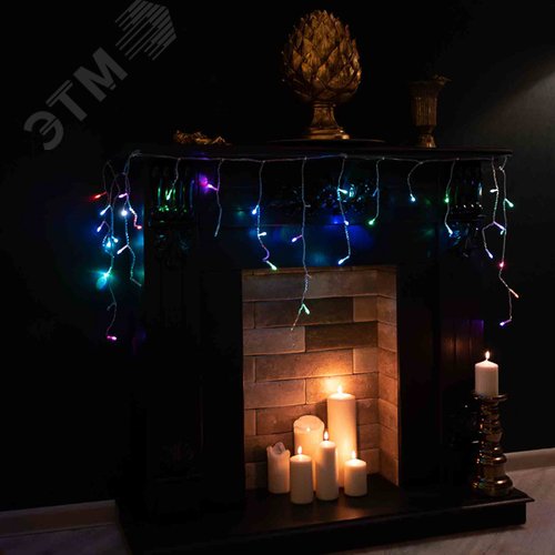 Гирлянда Айсикл Бахрома светодиодный, 1,8 х 0,5 м, прозрачный провод, 230 В, диоды RGB 4