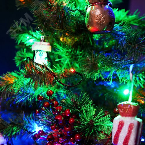 Гирлянда Твинкл Лайт 10 м, темно-зеленый ПВХ, 80 LED, мультиколор 3