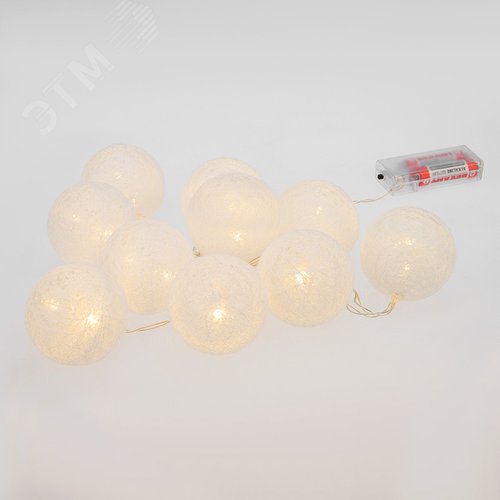 Фонарики тайские пломбир 1.5 м, 10 LED, прозрачный ПВХ, свечение теплый белый, 2 х АА батарейки не в комплекте - фото 3