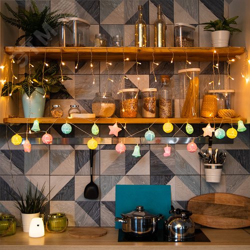 Гирлянда светодиодная карамельки 1.5 м, прозрачный ПВХ, 10 LED, теплый белый, питание 2 х АА батарейки не в комплекте 3