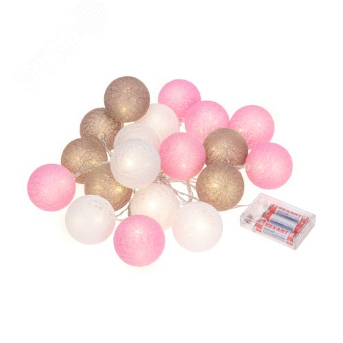 Фонарики тайские вельвет 3,5 м, прозрачный ПВХ, 20 LED, тёплый белый 3