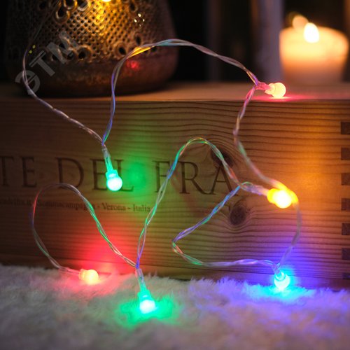 Гирлянда светодиодная Шарики 1,5 м, 10 LED, прозрачный ПВХ, свечение мультиколор, 2 х АА батарейки не в комплекте - фото 3
