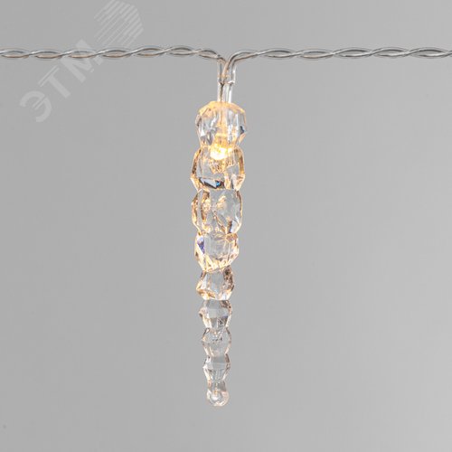 Гирлянда светодиодная Сосульки 1,5 м, 10 LED, прозрачный ПВХ, свечение теплый белый, 2 х АА батарейки не в комплекте - фото 3
