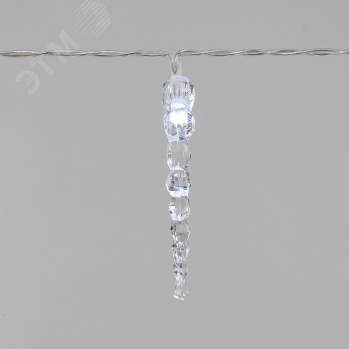 Гирлянда светодиодная Сосульки 1,5 м, 10 LED, прозрачный ПВХ, свечение белый, 2 х АА батарейки не в комплекте - фото 3