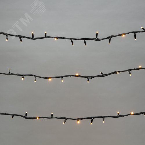 Гирлянда Твинкл Лайт 20 м, черный каучук, 240 диодов, тёплый белый 2