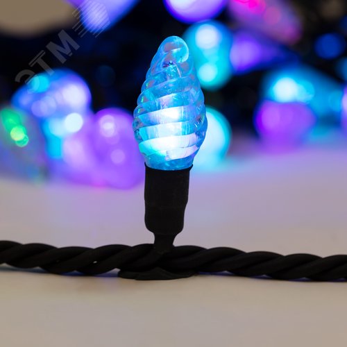 Гирлянда мультишишки 10 м, черный каучук, 80 диодов, RGB - фото 3