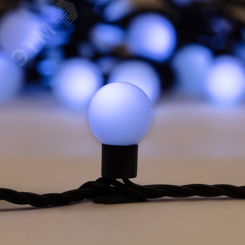 Гирлянда Мультишарики 23 мм, 10 м, черный ПВХ, 80 диодов, белый 3