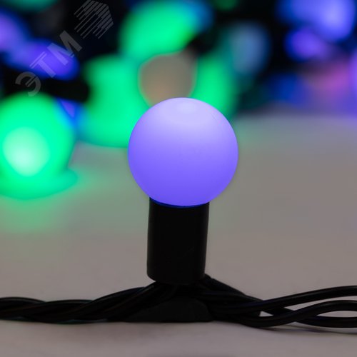 Гирлянда LED Мультишарики диаметр 23 мм 10 м 80led RGB черный ПВХ IP65 230 В нужен блок 303-500 - фото 3